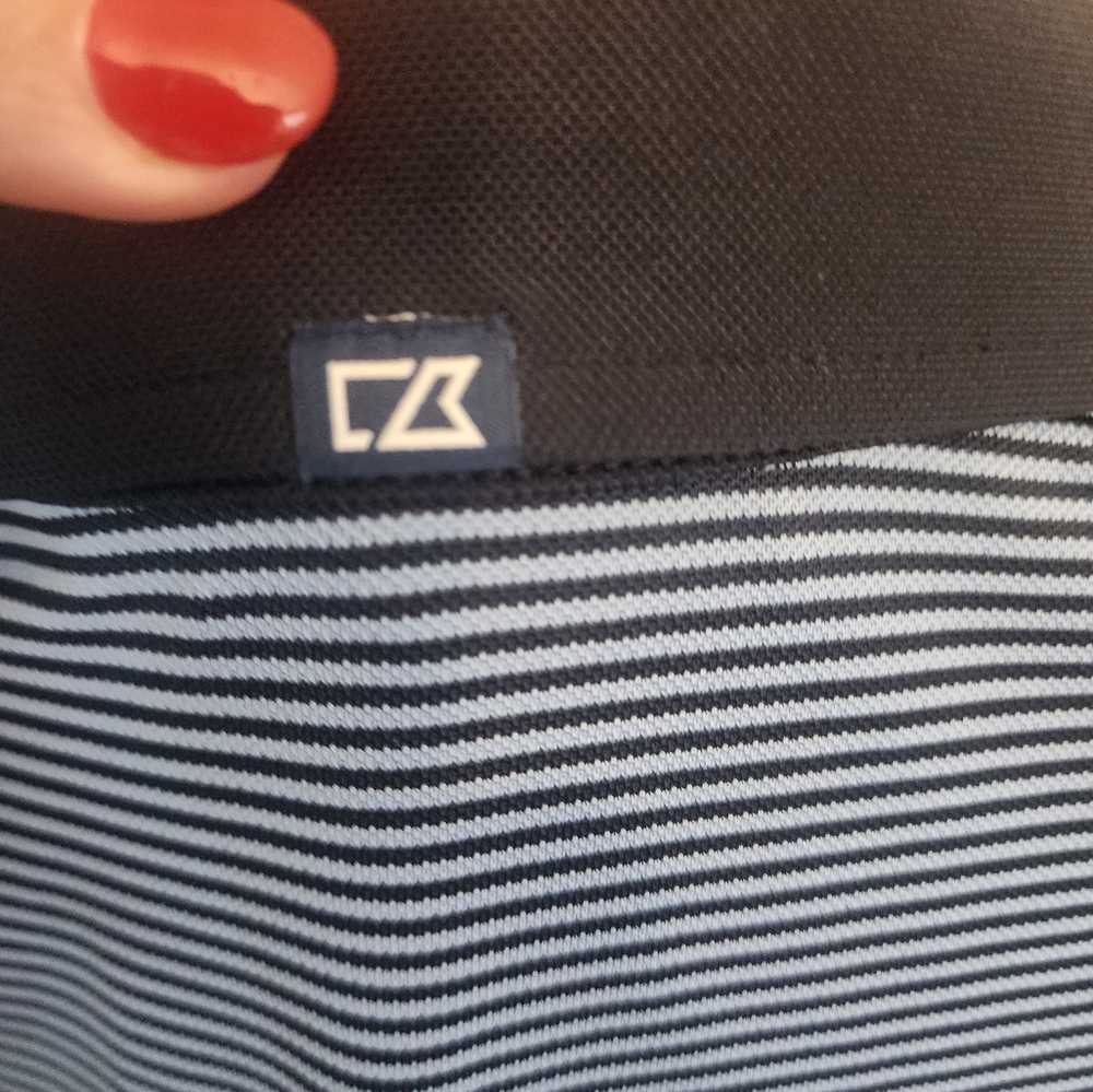 DD -Cutter & Buck Men's Blue Striped Polo Shirt - Picture 3 of 7